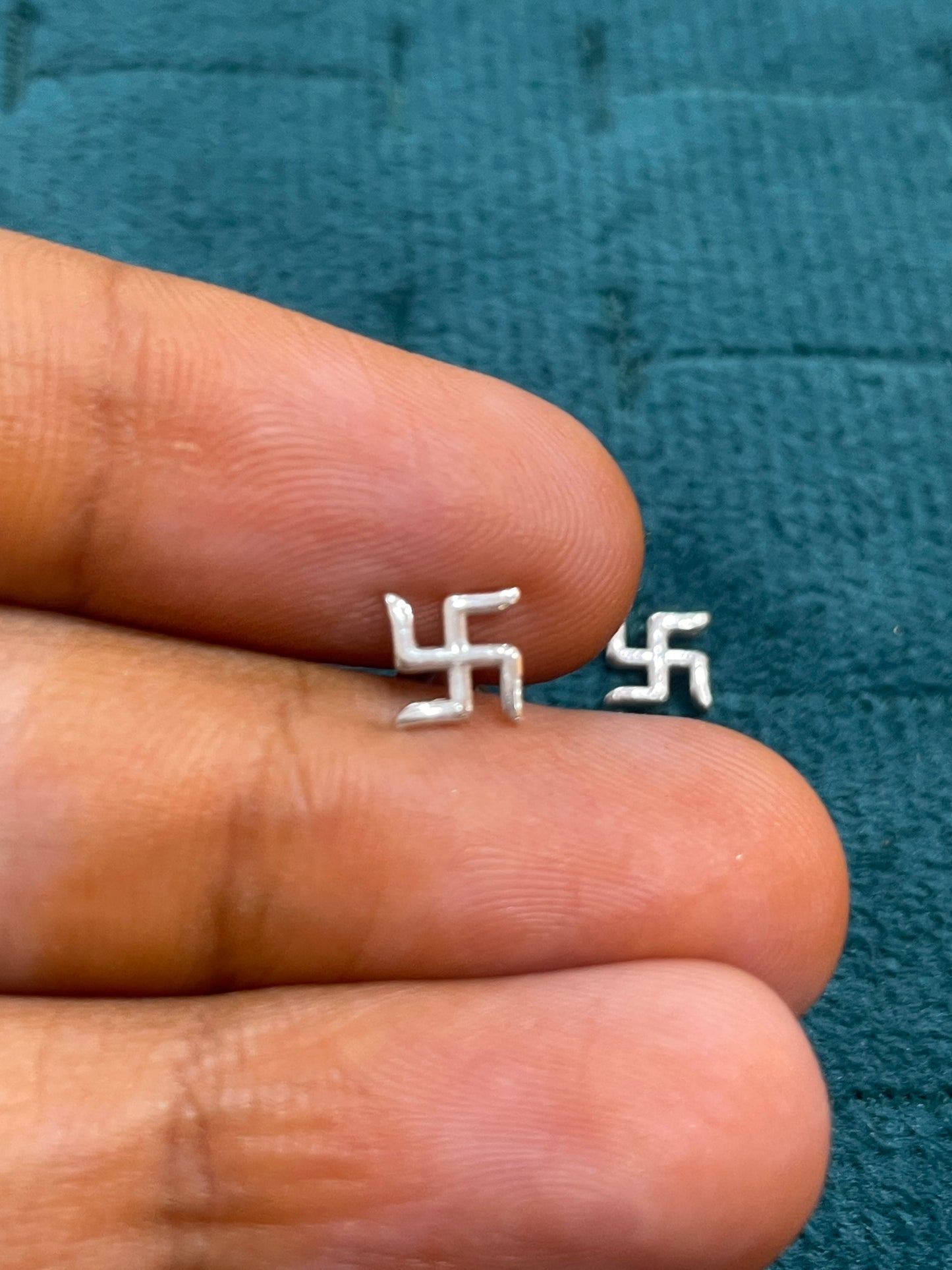 92.5 Silver Swastik Second Studs | Stylish Spiritual Design | Elegant Jewellery