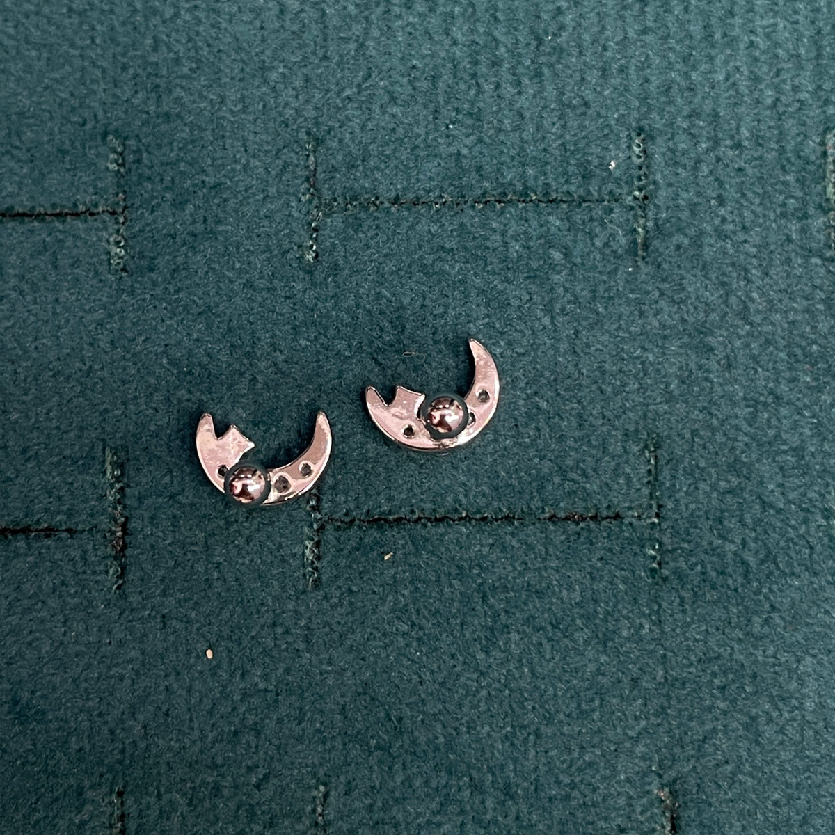 925 Silver Starry Moon Studs - Ball back pair