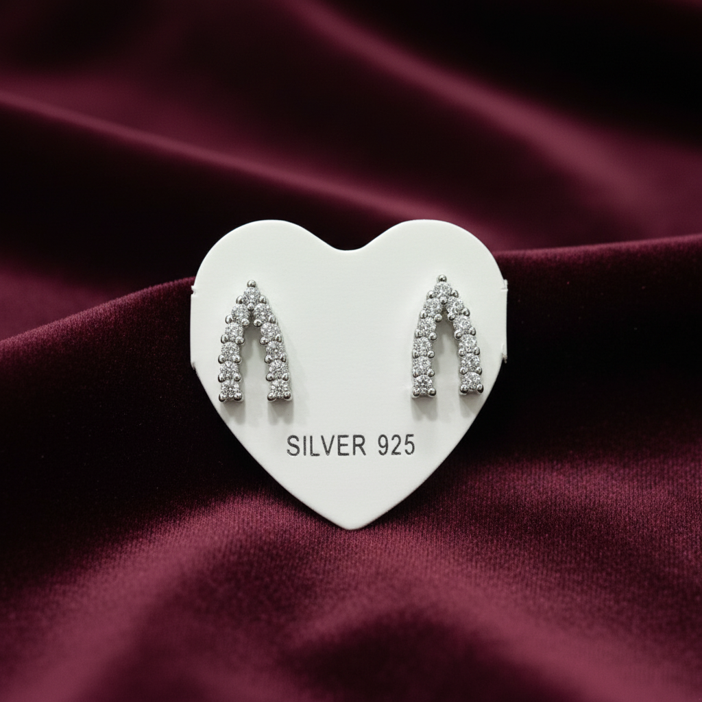 92.5 Silver Premium White Stone Studs | Stylish Sparkle Design | Jewellery