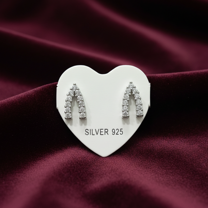 92.5 Silver Premium White Stone Studs | Stylish Sparkle Design | Jewellery