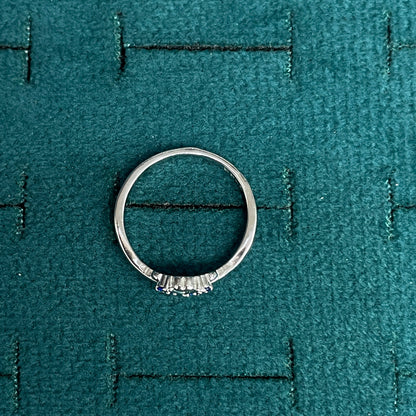 92.5 Silver Blue Stone Chevron Ring for Women - Size 12