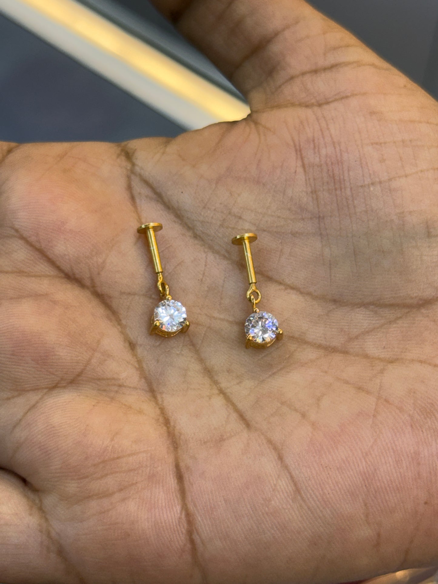 92.5 Silver Gold Plated Dangler Bugadi Pair