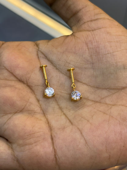 92.5 Silver Gold Plated Dangler Bugadi Pair