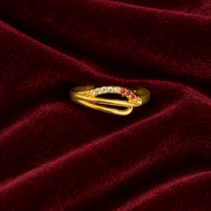 92.5 Silver Gold Plated CZ Crossover Band Ring for Women
