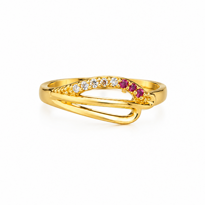 92.5 Silver Gold Plated CZ Crossover Band Ring for Women