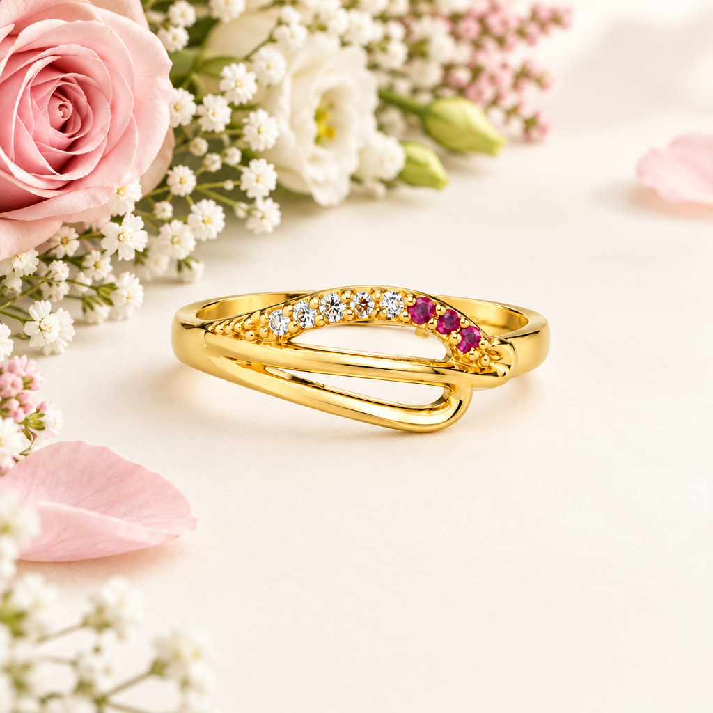 92.5 Silver Gold Plated CZ Crossover Band Ring for Women