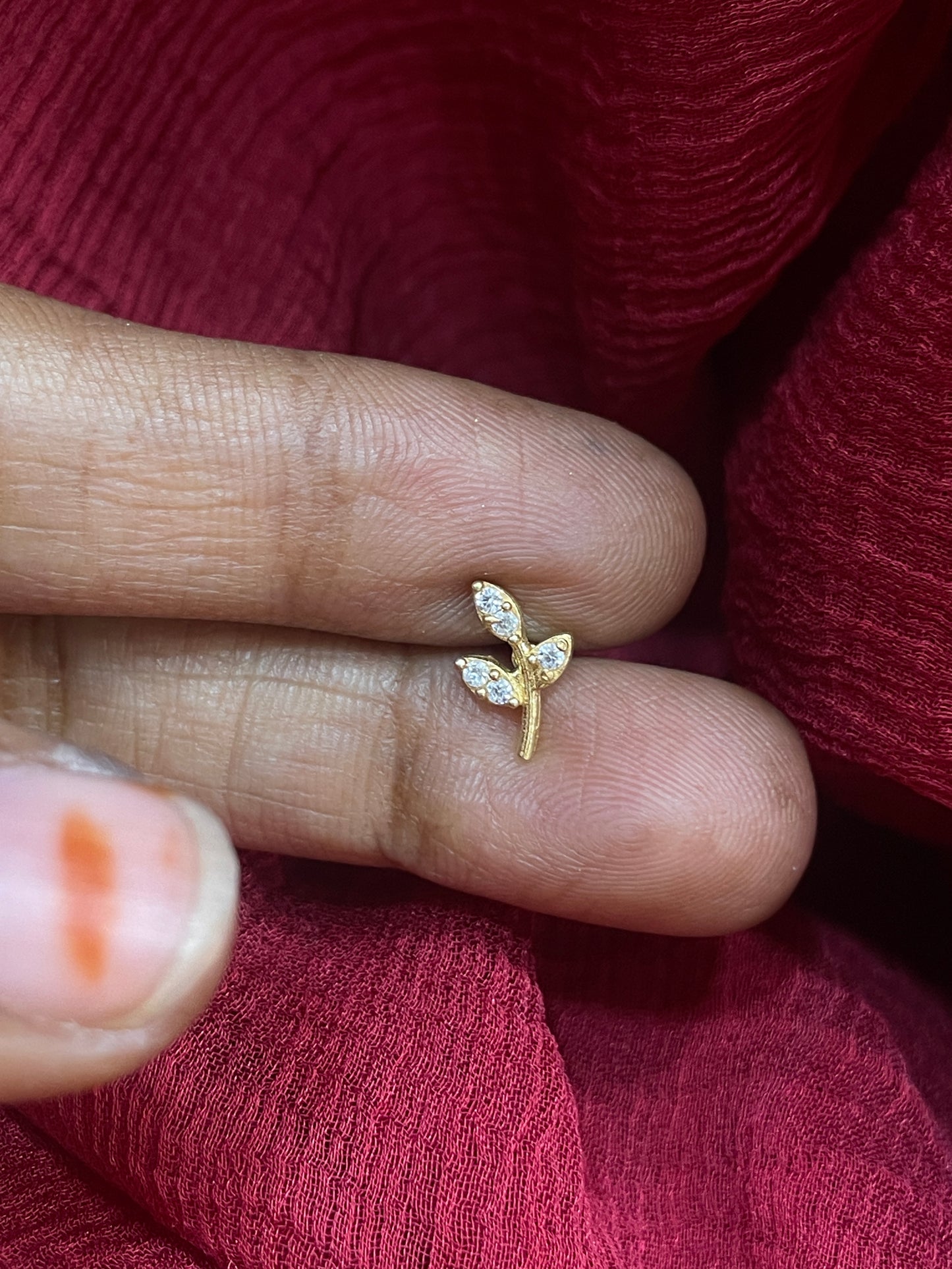 925 Silver Gold Plated Leaf Studs for Women | Nature-Inspired Design