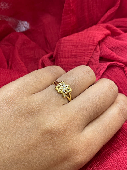 92.5 Silver Gold Plated Classy Ring for Women Size 15 | Elegant Timeless Design | Stylish Jewellery
