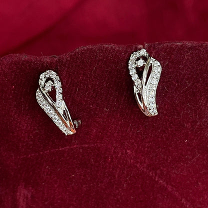 92.5 Sterling Silver CZ Sweeping Loop Teardrop J Studs pair
