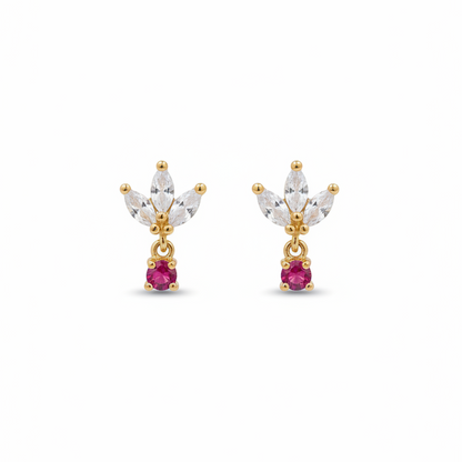 925 Silver Gold Plated Flower Drop Earstuds