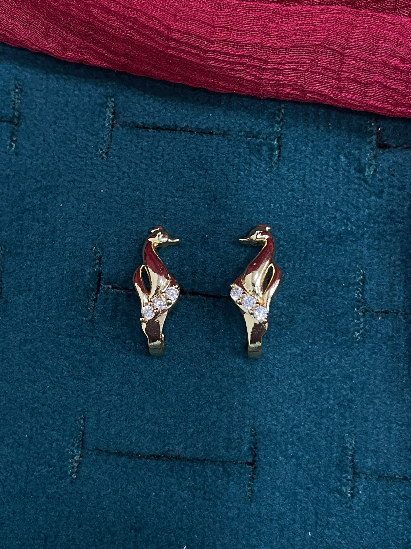 92.5 Silver Gold Plated CZ J studs for Women | Cubic Zirconia Sparkle Design | Elegant Jewellery