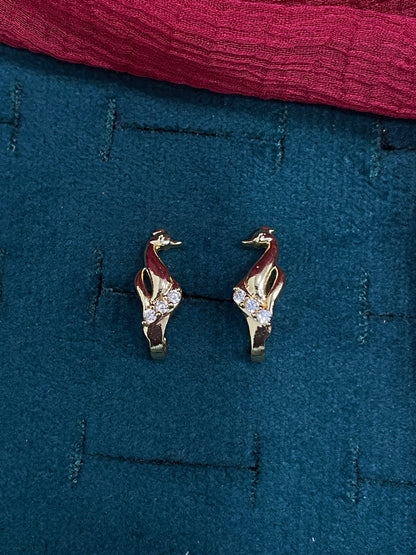92.5 Silver Gold Plated CZ J studs for Women | Cubic Zirconia Sparkle Design | Elegant Jewellery
