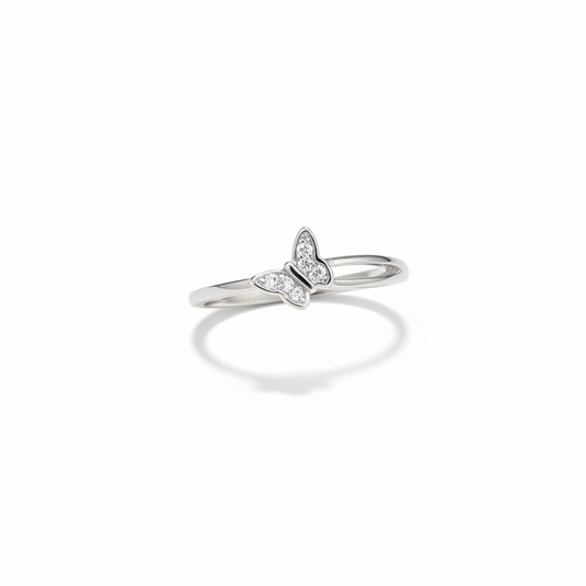 92.5 Silver Butterfly Ring - size 16