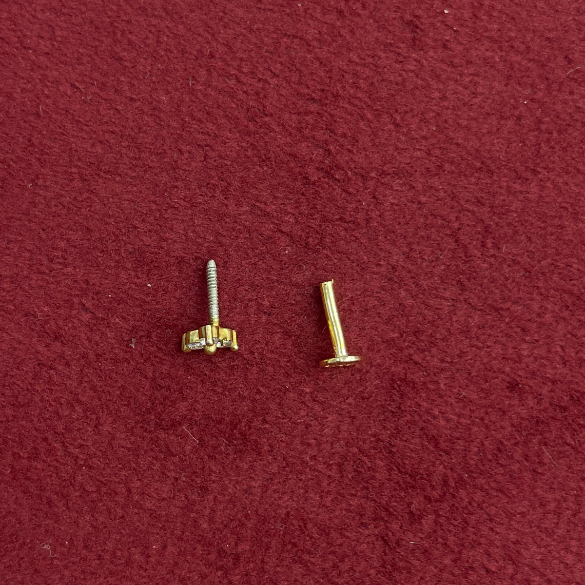 92.5 Sterling Silver Gold Plated CZ Trinity Nose Pin
