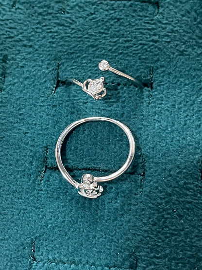 92.5 Sterling Silver Crown Toe Rings for Women | Royal Elegant Design