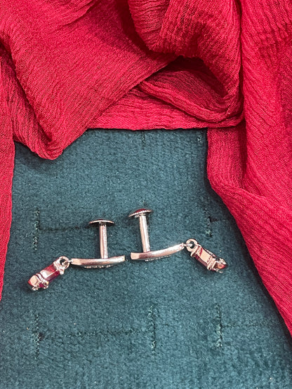92.5 Silver Ruby Drop Earrings
