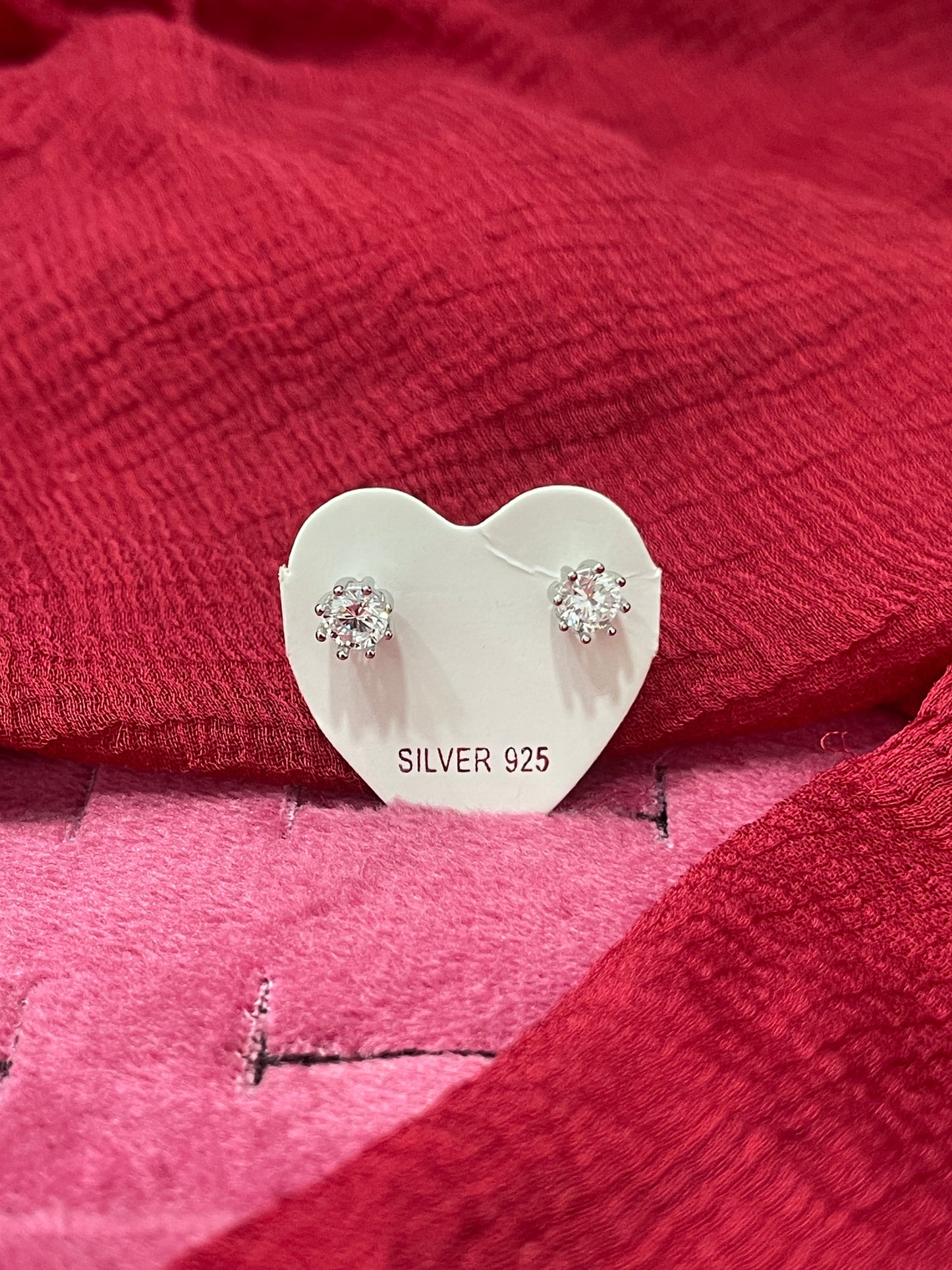 92.5 Silver White Stone Stud Earrings | Stylish Sparkle Design | Jewellery
