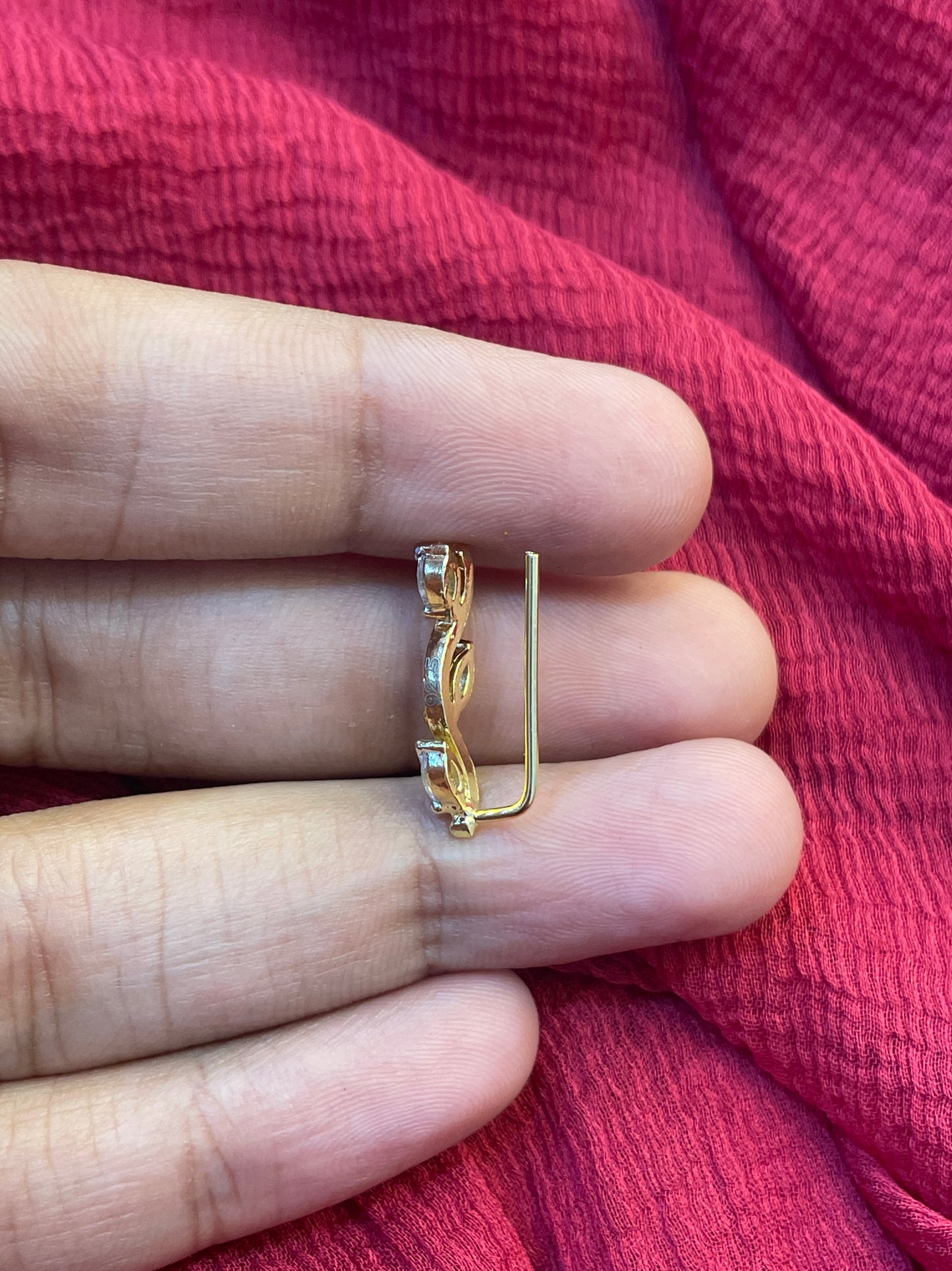 92.5 Silver Gold Plated Leaf Ear Cuffs for Women | Stylish Nature-Inspired Design | Trendy Jewellery