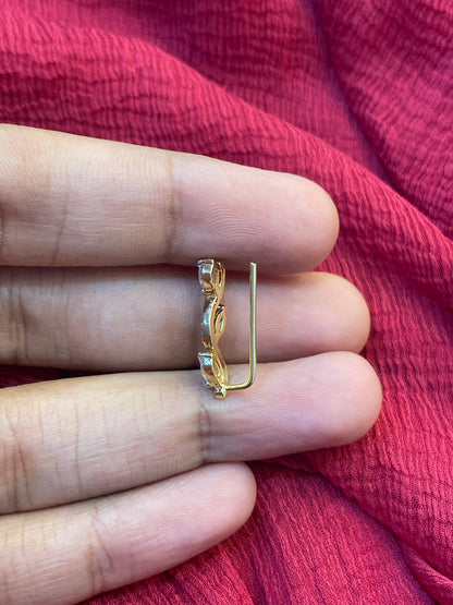 92.5 Silver Gold Plated Leaf Ear Cuffs for Women | Stylish Nature-Inspired Design | Trendy Jewellery