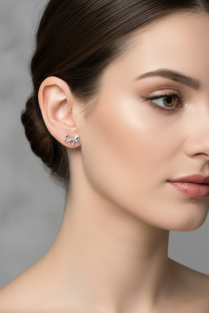 92.5 Silver Bow Earrings for Women | Stylish Cute Design | Elegant Trend Jewellery