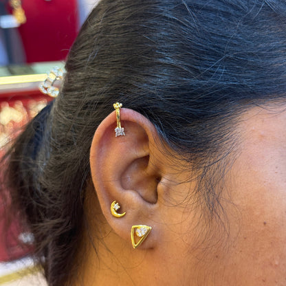 92.5 Silver Gold Plated Press-On Bugadi for Women | Stylish Non-Piercing Ear Cuff | Ethnic Jewellery