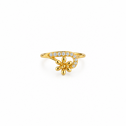92.5 Silver Gold Plated White CZ Daisy Ring for Women