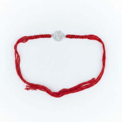925 Sterling Silver Om Rakhi with CZ Stones | Red Thread Rakhi for Raksha Bandhan