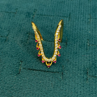 92.5 Silver Gold Plated White & Pink CZ Vanki Ring for Women