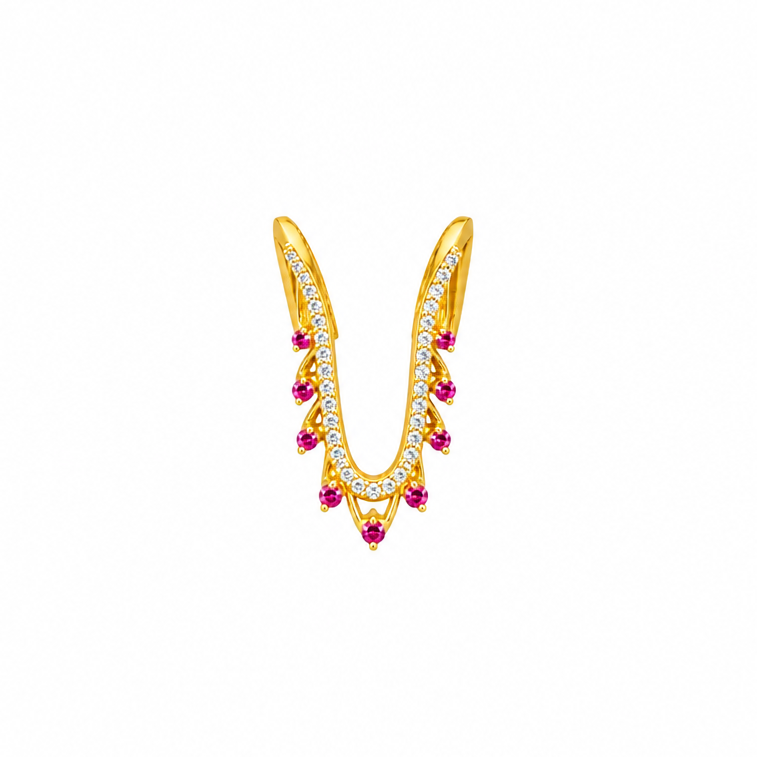 92.5 Silver Gold Plated White & Pink CZ Vanki Ring for Women