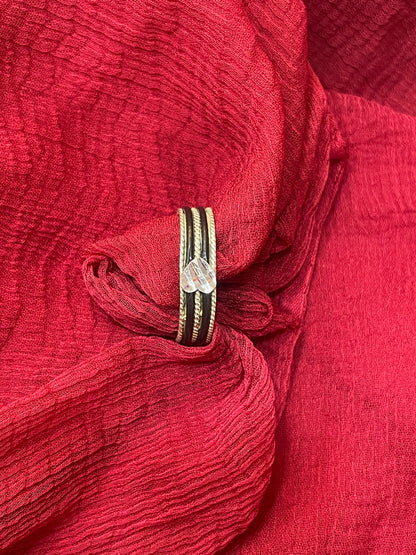 92.5 Silver Black Thread Heart Ring for Men | Fiber Design | Stylish Modern Jewellery