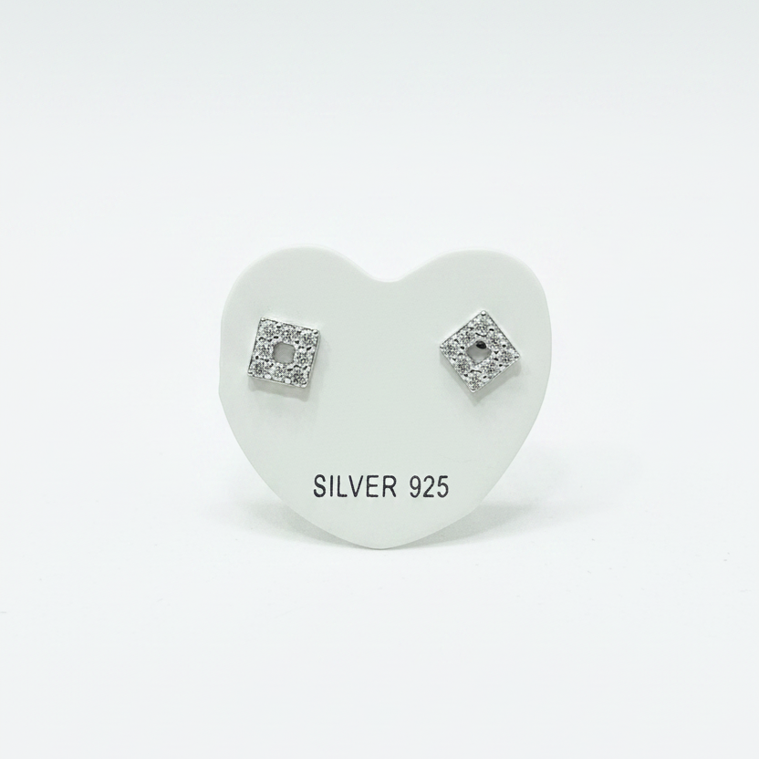 92.5 Silver Mini Square Studs | Classy Minimal Design | Jewellery