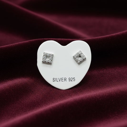 92.5 Silver Mini Square Studs | Classy Minimal Design | Jewellery
