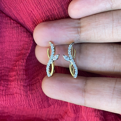 92.5 Silver Gold Plated White Stone Ear Cuffs for Women | Stylish Sparkle Design | Elegant Fashion Jewellery