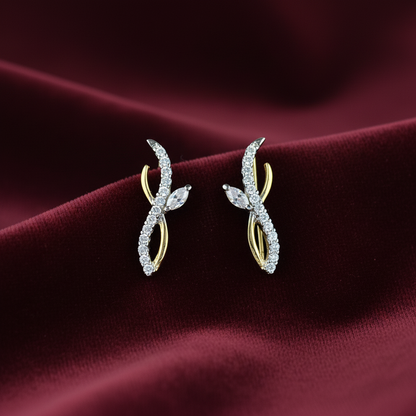 92.5 Silver Gold Plated White Stone Ear Cuffs for Women | Stylish Sparkle Design | Elegant Fashion Jewellery
