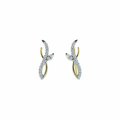 92.5 Silver Gold Plated White Stone Ear Cuffs for Women | Stylish Sparkle Design | Elegant Fashion Jewellery