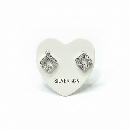 92.5 Silver Rhombus Shape Studs | Stylish Geometric Design | Jewellery