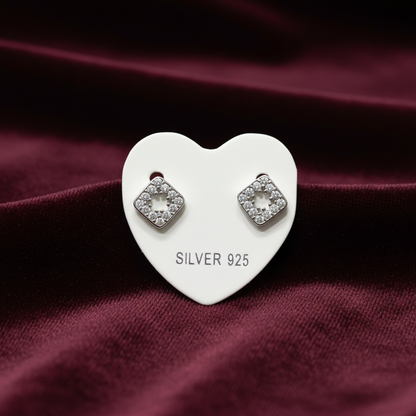 92.5 Silver Rhombus Shape Studs | Stylish Geometric Design | Jewellery