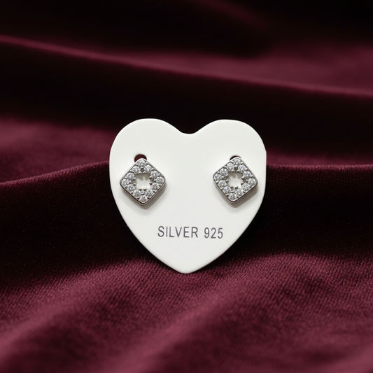 92.5 Silver Rhombus Shape Studs | Stylish Geometric Design | Jewellery