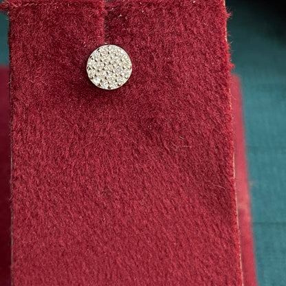 92.5 Sterling Silver Pave CZ Round Disc Stud Earrings for Women pair