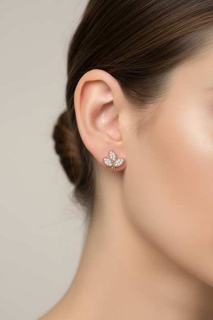 92.5 Silver Rose Gold Plated Leaf Earrings for Women | Stylish Nature-Inspired Design | Elegant Jewellery