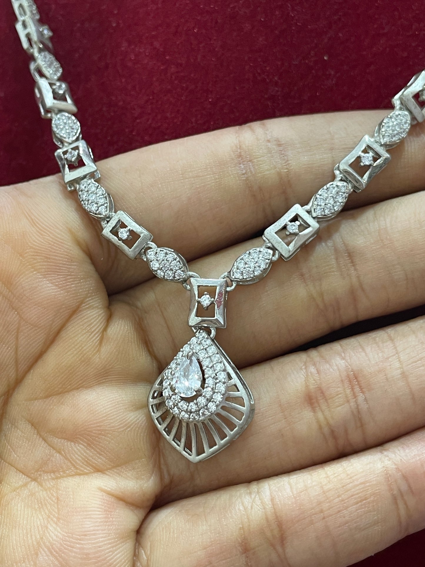 92.5 Silver Classy Stylish Necklace for Women 19 Inches | Elegant Premium Design | Modern Jewellery