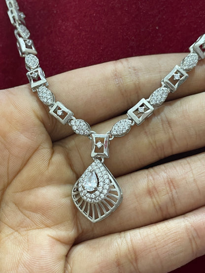 92.5 Silver Classy Stylish Necklace for Women 19 Inches | Elegant Premium Design | Modern Jewellery