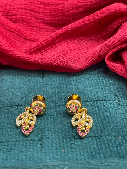 92.5 Silver Gold Plated Leaf Dangler Earrings