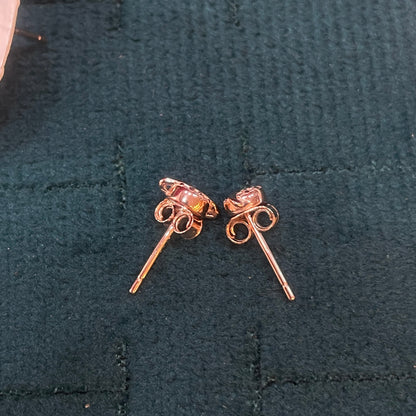 Rose Gold Plated 92.5 Sterling Silver Pavé CZ Saturn Planet Stud Earrings for Women | Celestial Globe Orbit Ring | Second Piercing Earring Pair