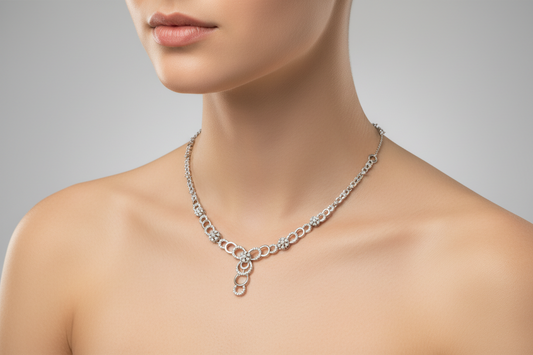 92.5 Silver Stylish Necklace for Women 18 Inches | Sleek Elegant Design | Everyday Wear Jewellery