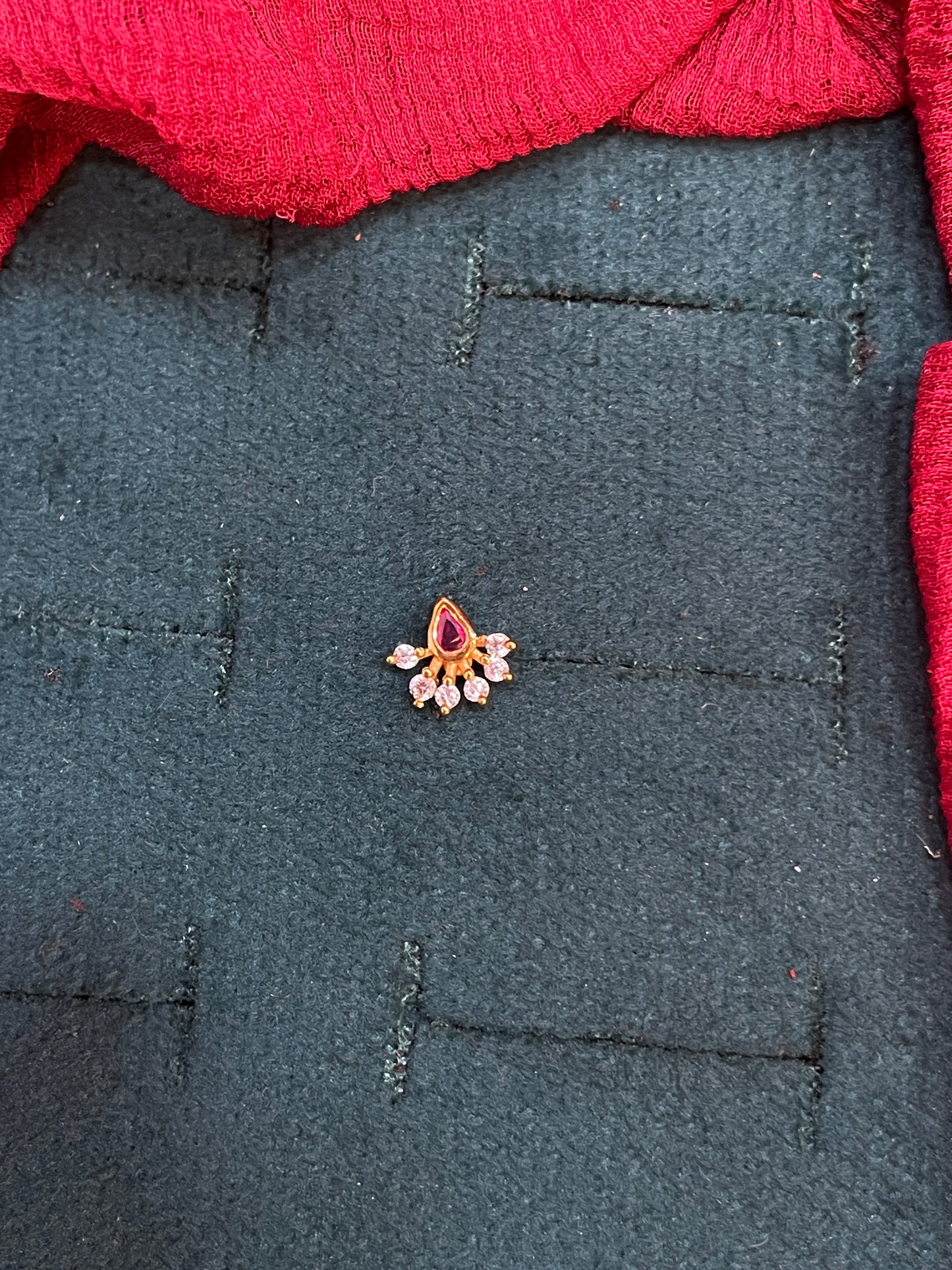 925 Silver Gold Plated Ruby Nosepin