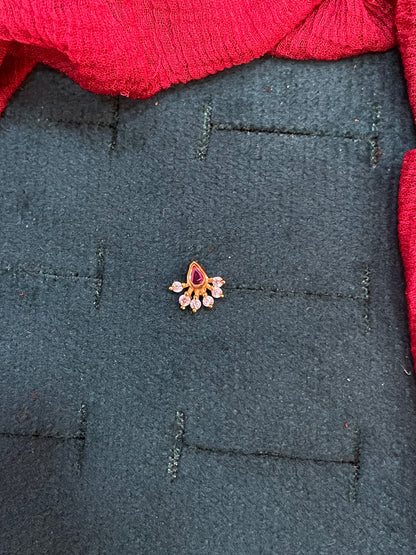 925 Silver Gold Plated Ruby Nosepin