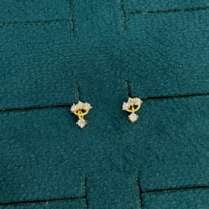 92.5 Sterling Silver Gold Plated CZ Trinity Cluster & Square Drop Studs