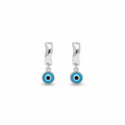 92.5 silver classy minimal plain evil eye bali earrings