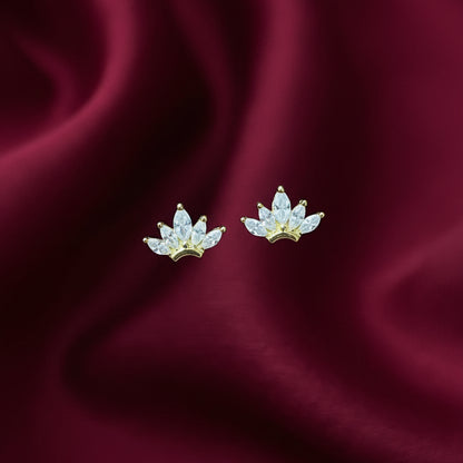 92.5 Silver Gold Plated Five Leaf Earrings | Premium Floral Design | Jewellery